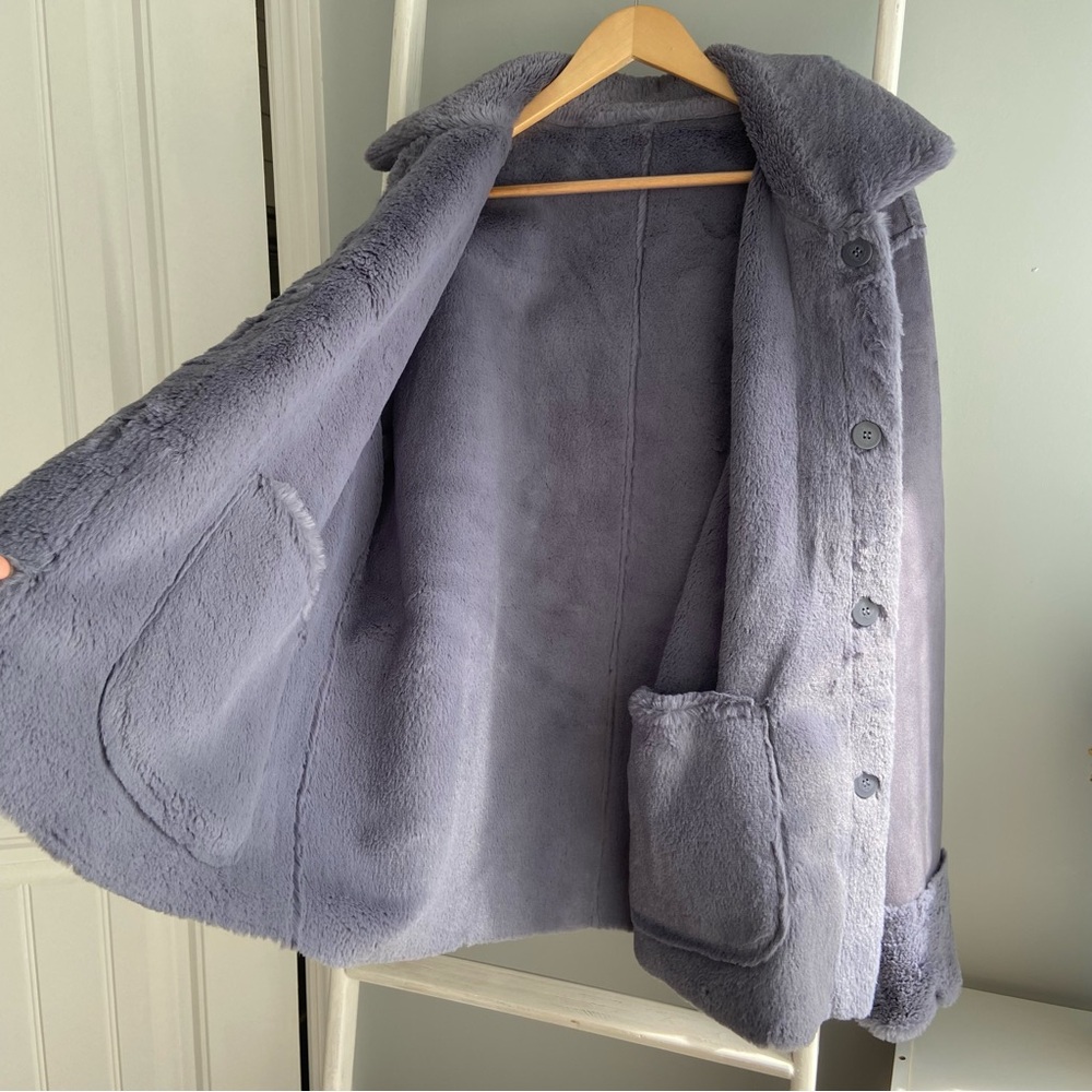 Brandon Thomas Lavender Faux Shearling Coat - Picture 5 of 8